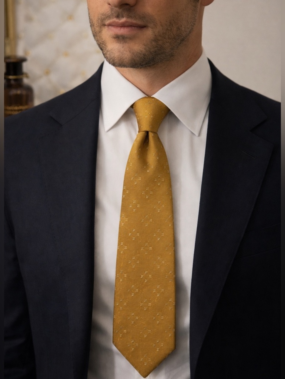 Louis Vuitton Gold Patterned Men's Tie